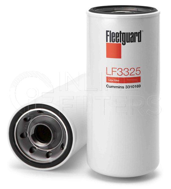 Fleetguard LF3325. Lube Filter Product – Brand Specific Fleetguard – Spin On Product Fleetguard filter product Lube Filter. For Upgrade use LF3363. Main Cross Reference is Cummins 3310169. Fleetguard Part Type: LF_SPIN. Comments: For Use On Cummins KV16 Engines