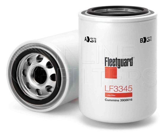 Fleetguard LF3345. Lube Filter Product – Brand Specific Fleetguard – Spin On Product Fleetguard filter product Lube Filter. For Upgrade use LF3553. Main Cross Reference is Cummins 3903224. Fleetguard Part Type LFSPINFL
