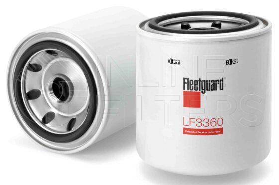 Fleetguard LF3360. Lube Filter. Main Cross Reference is Ford E0NN6714AA. Fleetguard Part Type: LFSPINFL.