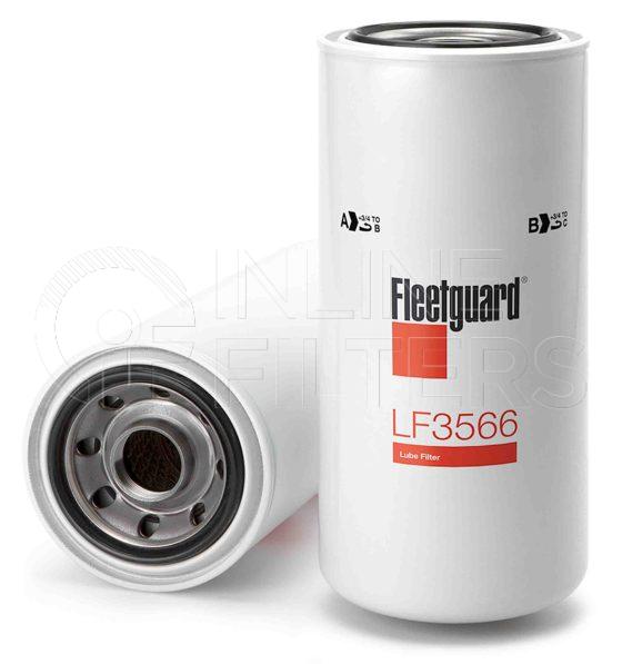 Fleetguard LF3566. Lube Filter. For Standard version use LF691A. For Upgrade use LF9691A. Fleetguard Part Type: LFSPINFL.