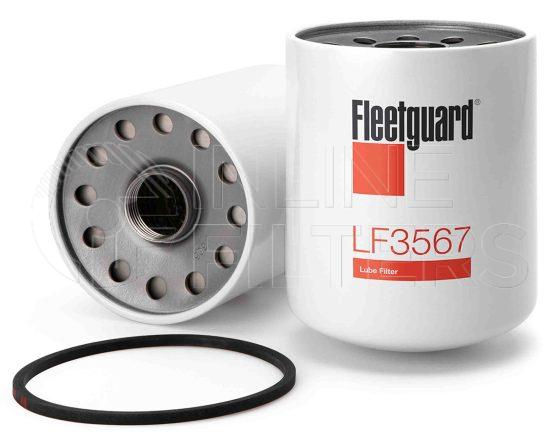 Fleetguard LF3567. Lube Filter. Main Cross Reference is John Deere DZ101880. Fleetguard Part Type: LF_SPIN.