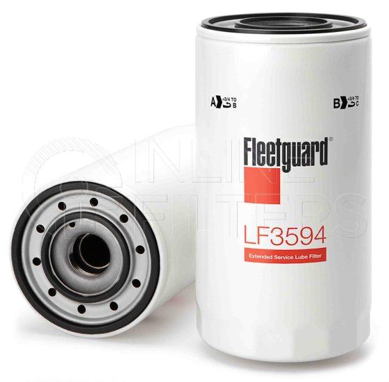Fleetguard LF3594. Lube Filter Product – Brand Specific Fleetguard – Spin On Product Fleetguard filter product Lube Filter. Main Cross Reference is Iveco 1907584. Fleetguard Part Type: LF_COMBO. Comments: Combo type filter