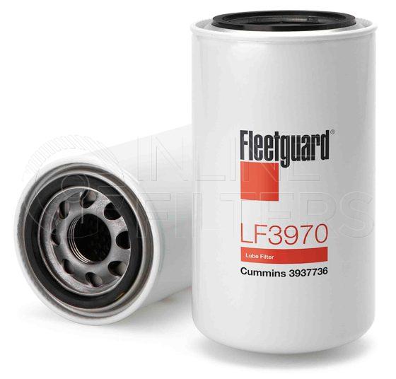 Fleetguard LF3970. Lube Filter Product – Brand Specific Fleetguard – Spin On Product Fleetguard filter product Lube Filter. For Service Part use 3907721S. Main Cross Reference is Cummins 3937736. Fleetguard Part Type: LFSPINFL. Comments: Stratapore Media