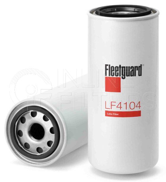 Fleetguard LF4104. Lube Filter. Main Cross Reference is Case IHC 3055230R92. Fleetguard Part Type: LFSPINFL.