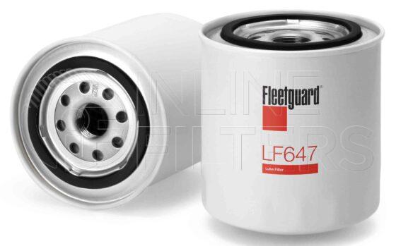 Fleetguard LF647. Lube Filter. Main Cross Reference is Vauxhall GM 6437462. Fleetguard Part Type: LFSPINFL.