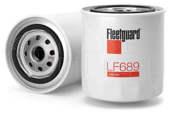 Fleetguard LF689. Lube Filter. Main Cross Reference is Chrysler Dodge 3549957. Fleetguard Part Type: LFSPINFL.