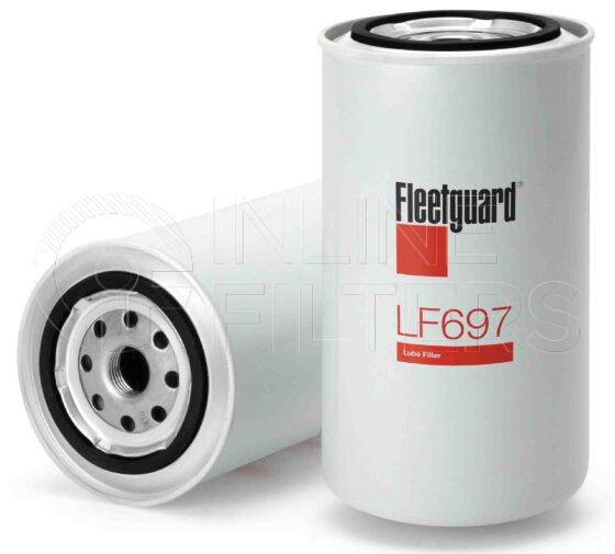 Fleetguard LF697. Lube Filter. Main Cross Reference is Ford D3HZ6731B. Fleetguard Part Type: LFSPINFL.