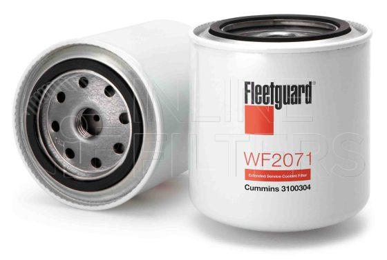Fleetguard WF2071. Water Filter Product – Brand Specific Fleetguard – Spin On Product Fleetguard filter product Water Filter. Main Cross Reference is Cummins 3100304. Fleetguard Part Type: WF_SPIN. Comments: Cummins 11/16 w/16 DCA4-4 units For Brazil Market, use WF2171. DCA4 x 4 Units