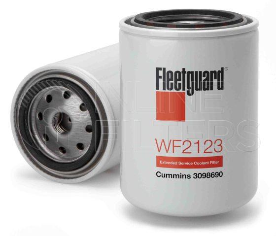 Fleetguard WF2123. Water Filter. Main Cross Reference is Cummins 3098690. Fleetguard Part Type: WF_SPIN.