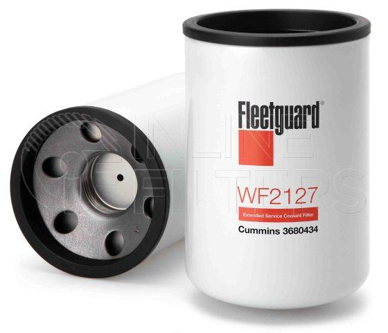 Fleetguard WF2127. Water Filter Product – Brand Specific Fleetguard – Spin On Product Fleetguard filter product Water Filter. For Service Part use 3958392S. Main Cross Reference is Cummins 3680434. Fleetguard Part Type: WF. Comments: Cummins Signature M36x2.0 ES DCA-0 units