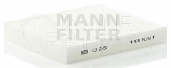 Inline FA11772. Air Filter Product – Panel – Oblong Product Cabin air filter