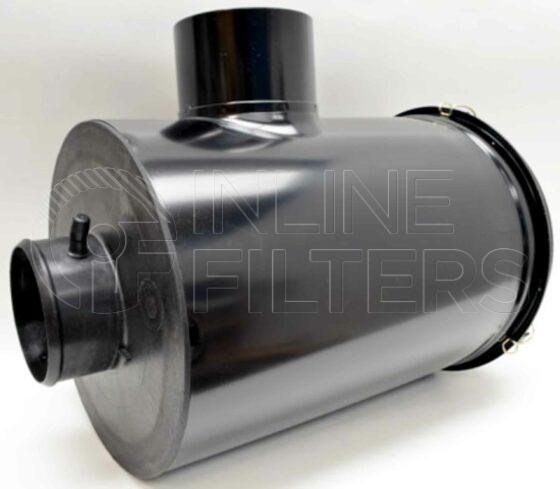 Inline FA14102. Air Filter Product – Housing – Complete Metal Product Metal air filter housing Inlet OD 112mm Outlet OD 104mm