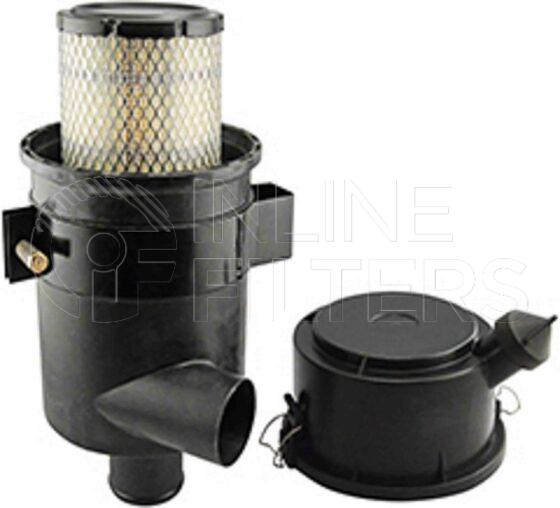 Inline FA14403. Housing and Radial Seal Air Element. Contains: RS3988 Radial Seal Element, Indicator Port, Mounting Band and Dump Valve. For horizontal outlet please use FIN-FA14402. For replacment element please use FIN-FA10909.