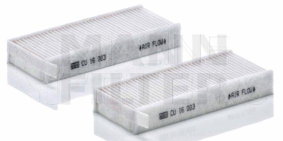 Inline FA18046. Air Filter Product – Panel – Oblong Product Cabin air filter elements Pack Quantity 2