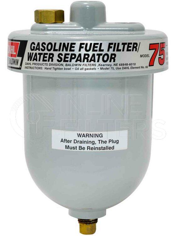 Inline FF30201. Fuel Filter Product – Brand Specific Baldwin – Housing Product Marine spec fuel/water separator housing Application Small petrol or diesel engines Port Thread 9/16-18 UN w/o Ring Boss Flow Rate 75-113 lph Flow Resistance 0.75in Mercury Maximum Working Pressure 25psi Temperature Range -45 to +107 DegC Element Removal Clearance 89mm