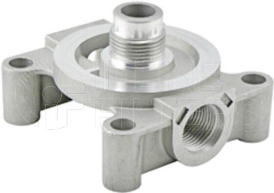 Inline FF30718. Fuel Filter Product – Housing – Head Product Fuel filter head Bracket Bolt Holes 3/8-16 UN Threaded Stud: 1-14 UN Inlet/Outlet Thread: 7/8-14 UN Mounting bracket: FFG-256535S Element FIN-FF30429 or Element FIN-FF30937 or Element FIN-FF30344