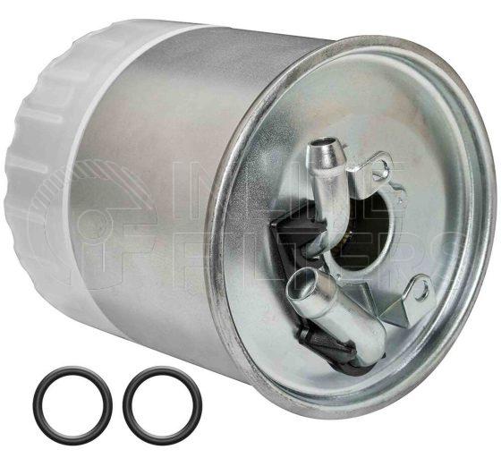 Inline FF31080. Fuel Filter Product – Push On – Round Product In-Line Fuel Filter in Metal Housing Notes Sensor must be removed from old filter and reinstalled Contains Sensor Port Inlet Connection Size 5/16 Outlet Connection Size 3/8