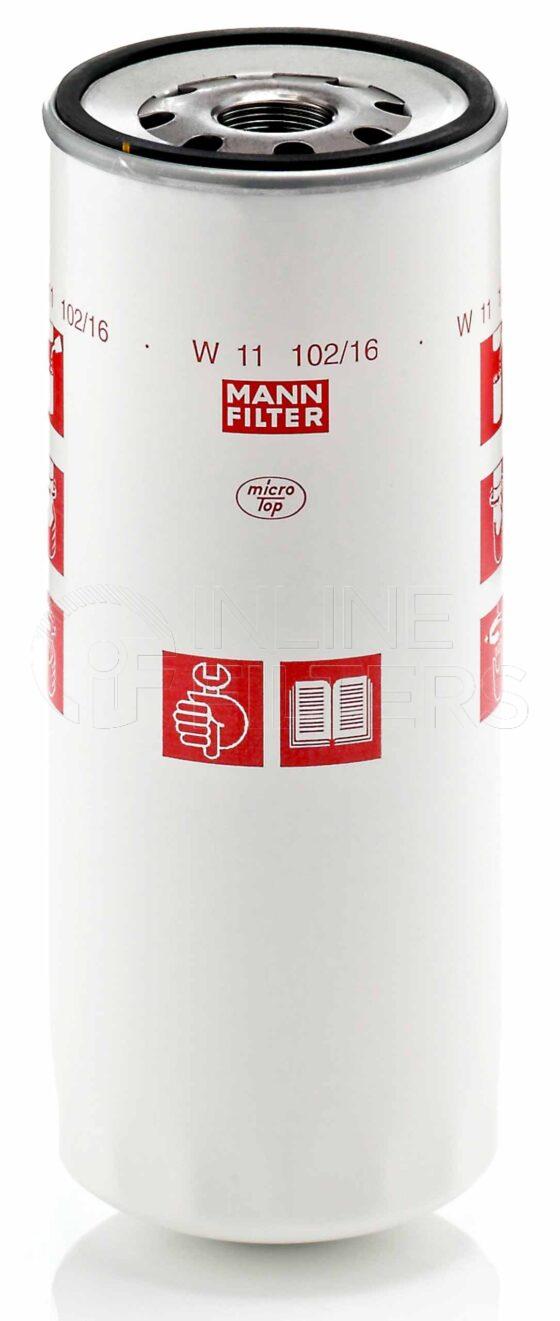 Mann W 11 102/16. FILTER-Lube(Brand Specific) Product – Brand Specific Mann – Spin On Product Spin on lube filter