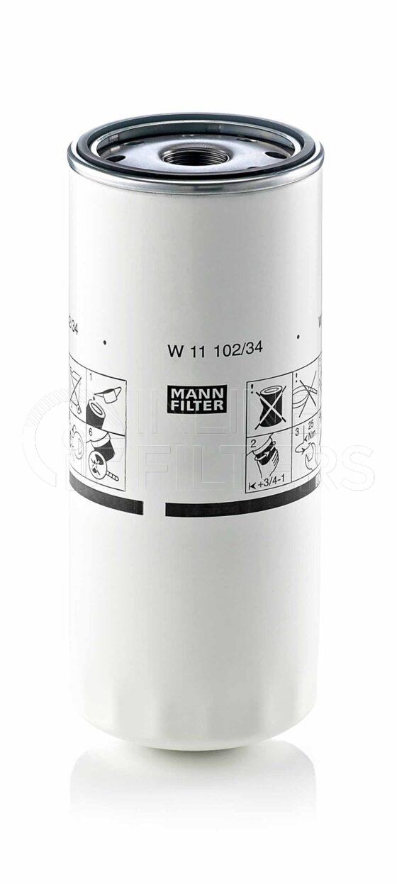 Mann W 11 102/34. Lube Filter Product – Brand Specific Mann – Spin On Product Mann filter product