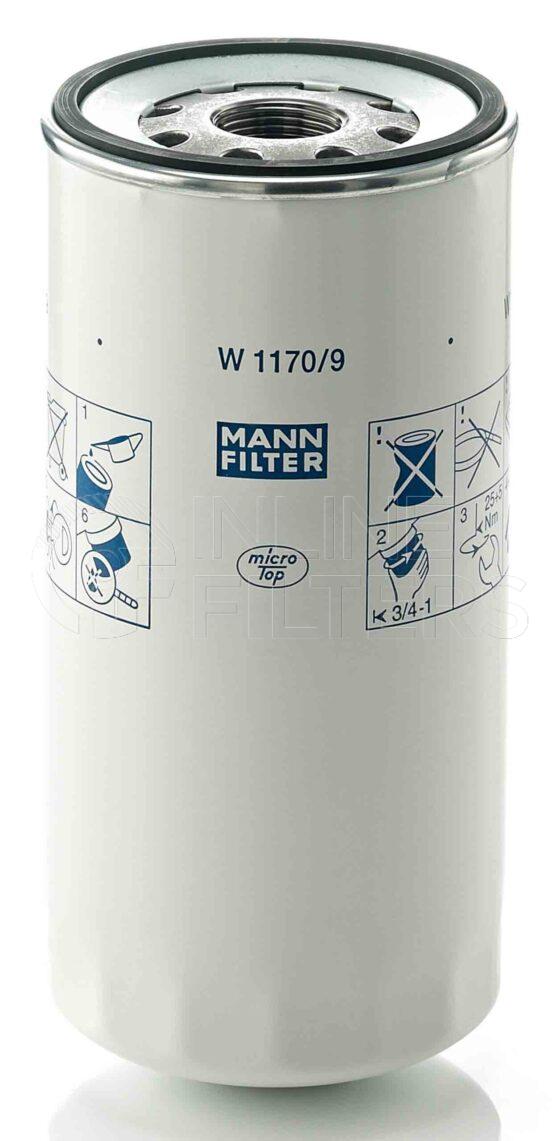 Mann W 1170/9. FILTER-Lube(Brand Specific) Product – Brand Specific Mann – Spin On Product Spin on lube filter Filter Removal Tool FMH-LS11 Removal Tool Kit FMH-LSK01-9