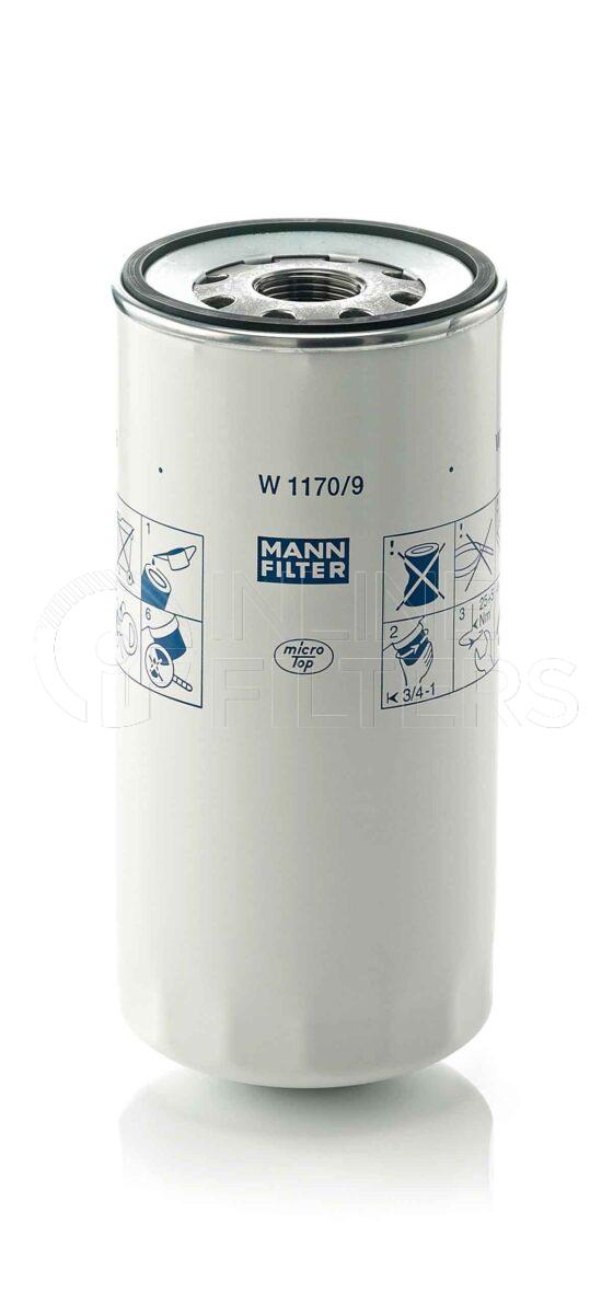 Mann W 1170/9. Lube Filter Product – Brand Specific Mann – Spin On Product Spin on lube filter Filter Removal Tool FMH-LS11 Removal Tool Kit FMH-LSK01-9