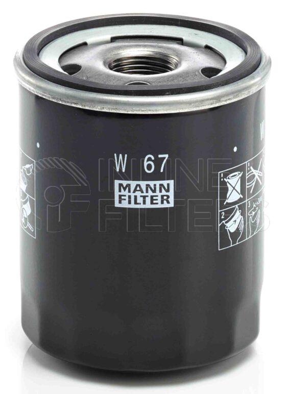 Mann W 67. FILTER-Lube(Brand Specific) Product – Brand Specific Mann – Spin On Product Spin on lube filter Filter Removal Tool FMH-LS6-2 Removal Tool Kit FMH-LSK01-9