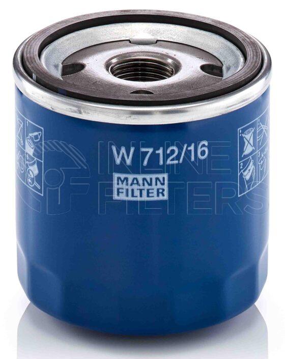 Mann W 712/16. FILTER-Lube(Brand Specific) Product – Brand Specific Mann – Spin On Product Spin on lube filter Filter Removal Tool FMH-LS7-2 Removal Tool Kit FMH-LSK01-9