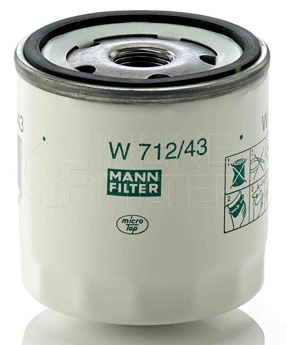 Mann W 712/43. Lube Filter Product – Brand Specific Mann – Spin On Product Spin on lube filter Filter Removal Tool FMH-LS7 Removal Tool Kit FMH-LSK01-9