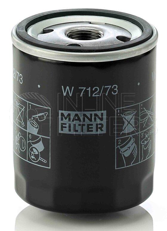 Mann W 712/73. FILTER-Lube(Brand Specific) Product – Brand Specific Mann – Spin On Product Spin on lube filter Filter Removal Tool FMH-LS7 Removal Tool Kit FMH-LSK01-9