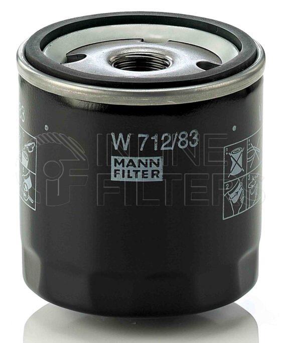 Mann W 712/83. FILTER-Lube(Brand Specific) Product – Brand Specific Mann – Spin On Product Spin on lube filter Filter Removal Tool FMH-LS7 Removal Tool Kit FMH-LSK01-9