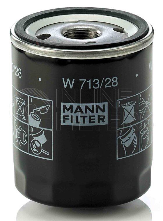 Mann W 713/28. FILTER-Lube(Brand Specific) Product – Brand Specific Mann – Spin On Product Spin on lube filter Filter Removal Tool FMH-LS7 Removal Tool Kit FMH-LSK01-9