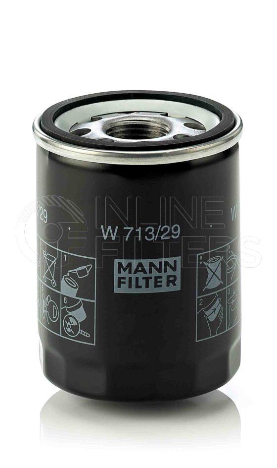 Mann W 713/29. Lube Filter Product – Brand Specific Mann – Spin On Product Spin on lube filter Filter Removal Tool FMH-LS7 Removal Tool Kit FMH-LSK01-9