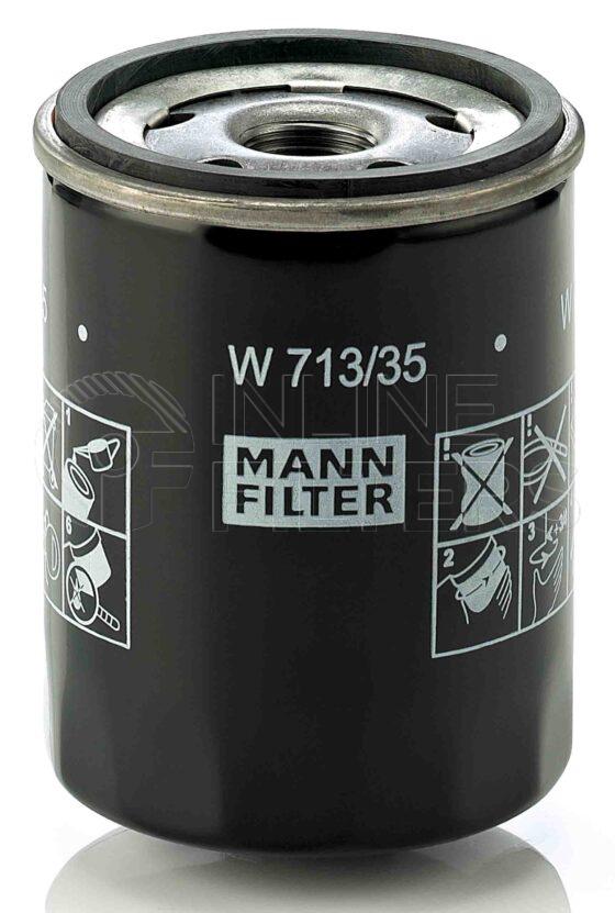 Mann W 713/35. FILTER-Lube(Brand Specific) Product – Brand Specific Mann – Spin On Product Spin on lube filter Filter Removal Tool FMH-LS7 Removal Tool Kit FMH-LSK01-9