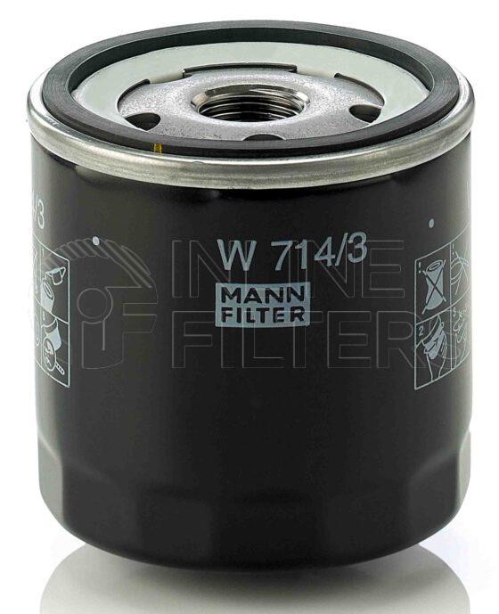 Mann W 714/3. FILTER-Lube(Brand Specific) Product – Brand Specific Mann – Spin On Product Spin on lube filter Filter Removal Tool FMH-LS7 Removal Tool Kit FMH-LSK01-9