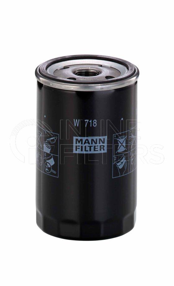 Mann W 718. Lube Filter Product – Brand Specific Mann – Spin On Product Spin on lube filter Filter Removal Tool FMH-LS7 Removal Tool Kit FMH-LSK01-9