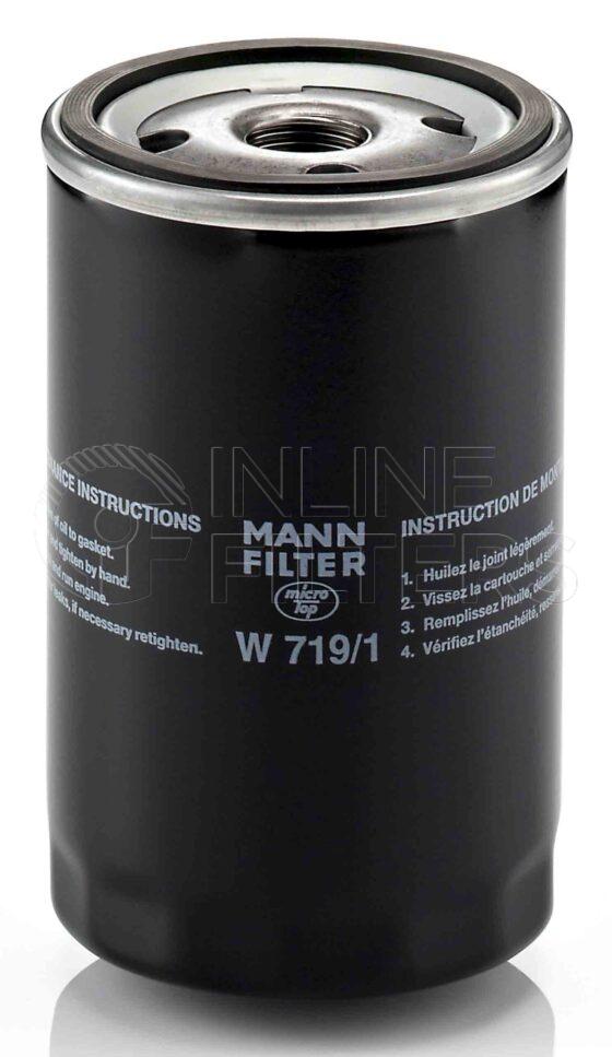 Mann W 719/1. FILTER-Lube(Brand Specific) Product – Brand Specific Mann – Spin On Product Spin on lube filter Filter Removal Tool FMH-LS7 Removal Tool Kit FMH-LSK01-9