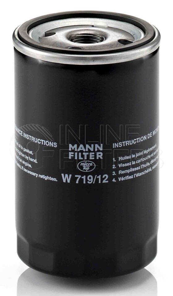 Mann W 719/12. FILTER-Lube(Brand Specific) Product – Brand Specific Mann – Spin On Product Spin on lube filter Filter Removal Tool FMH-LS7 Removal Tool Kit FMH-LSK01-9