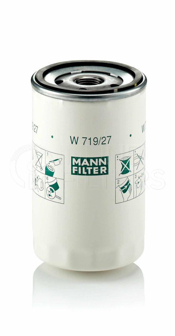 Mann W 719/27. Lube Filter Product – Brand Specific Mann – Spin On Product Spin on lube filter Filter Removal Tool FMH-LS7 Removal Tool Kit FMH-LSK01-9
