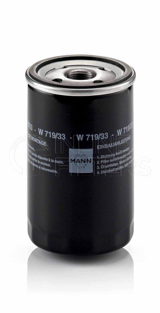 Mann W 719/33. Lube Filter Product – Brand Specific Mann – Spin On Product Spin on lube filter Filter Removal Tool FMH-LS7 Removal Tool Kit FMH-LSK01-9