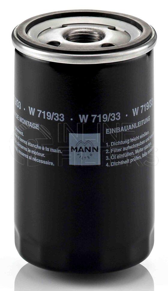 Mann W 719/33. FILTER-Lube(Brand Specific) Product – Brand Specific Mann – Spin On Product Spin on lube filter Filter Removal Tool FMH-LS7 Removal Tool Kit FMH-LSK01-9