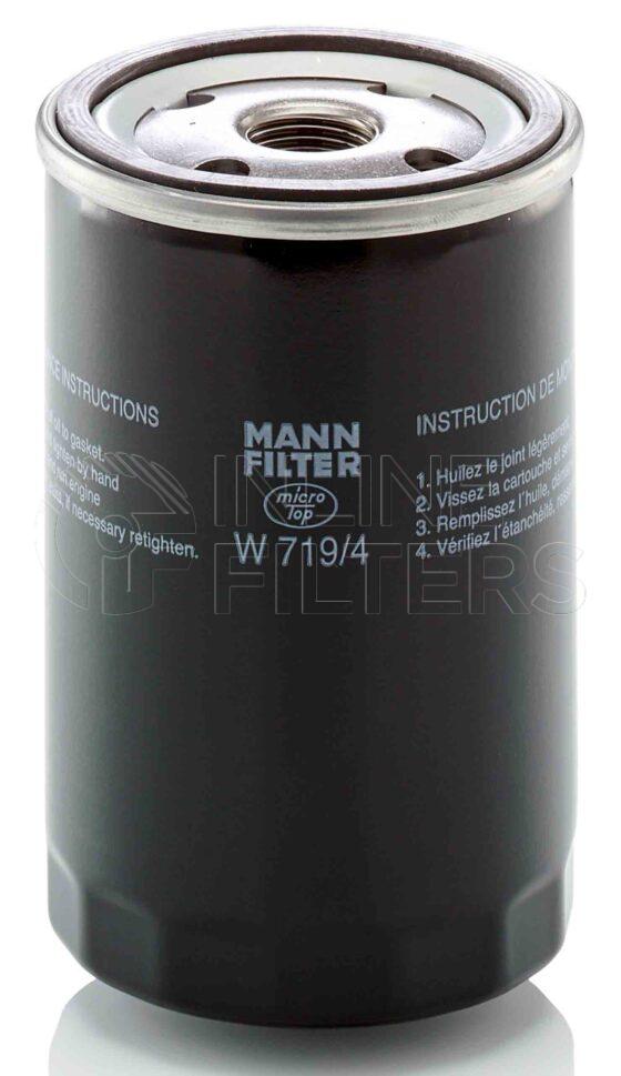 Mann W 719/4. FILTER-Hydraulic(Brand Specific) Product – Brand Specific Mann – Spin On Product Spin on lube filter Filter Removal Tool FMH-LS7 Removal Tool Kit FMH-LSK01-9