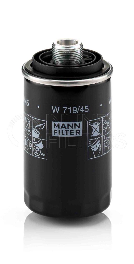 Mann W 719/45. Lube Filter Product – Brand Specific Mann – Spin On Product Spin on lube filter Filter Removal Tool FMH-LS7 Removal Tool Kit FMH-LSK01-9