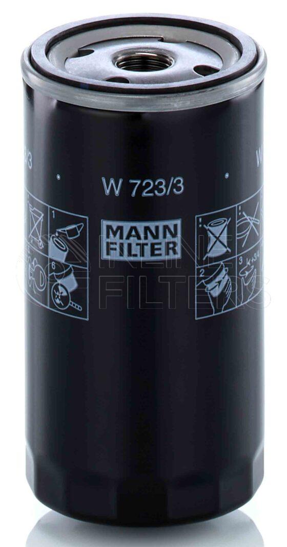 Mann W 723/3. FILTER-Lube(Brand Specific) Product – Brand Specific Mann – Spin On Product Spin on lube filter Filter Removal Tool FMH-LS7 Removal Tool Kit FMH-LSK01-9