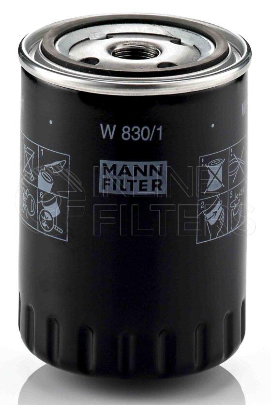 Mann W 830/1. FILTER-Lube(Brand Specific) Product – Brand Specific Mann – Spin On Product Spin on lube filter Filter Removal Tool FMH-LS8 Removal Tool Kit FMH-LSK01-9