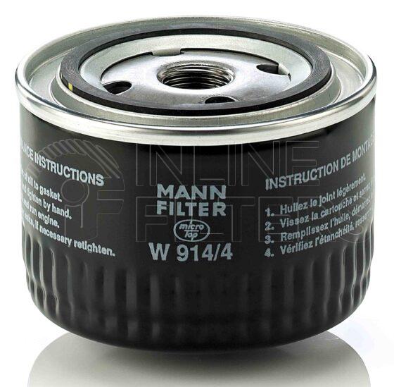 Mann W 914/4. FILTER-Lube(Brand Specific) Product – Brand Specific Mann – Spin On Product Spin on lube filter Filter Removal Tool FMH-LS9 Removal Tool Kit FMH-LSK01-9