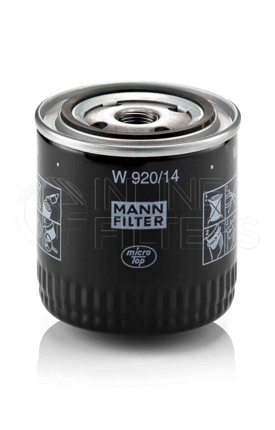 Mann W 920/14. Lube Filter Product – Brand Specific Mann – Spin On Product Spin on lube filter Filter Removal Tool FMH-LS9 Removal Tool Kit FMH-LSK01-9