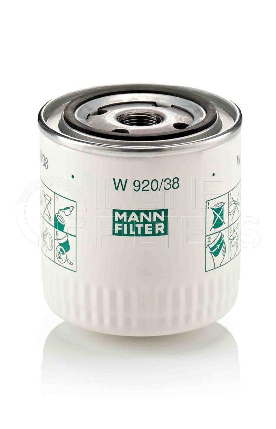 Mann W 920/38. Lube Filter Product – Brand Specific Mann – Spin On Product Spin on lube filter Filter Removal Tool FMH-LS9 Removal Tool Kit FMH-LSK01-9