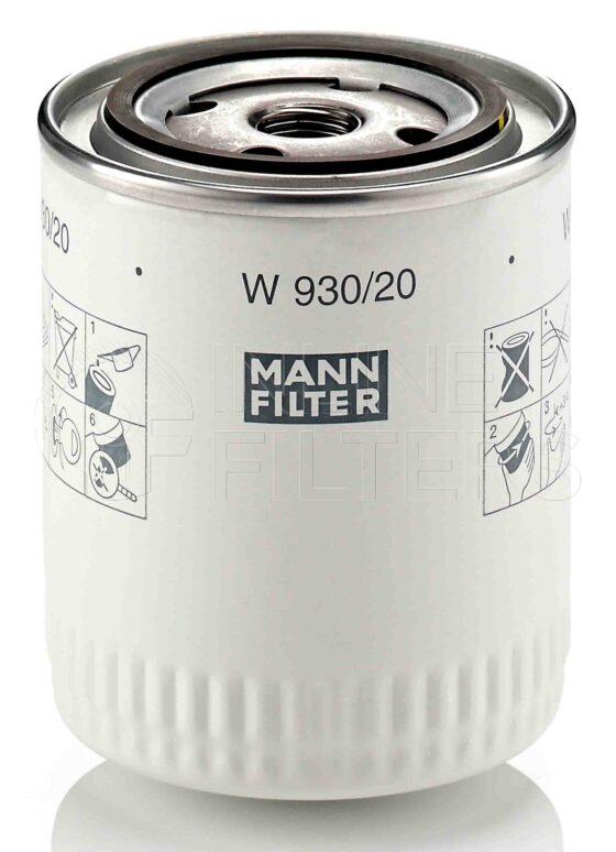 Mann W 930/20. FILTER-Lube(Brand Specific) Product – Brand Specific Mann – Spin On Product Spin on lube filter Filter Removal Tool FMH-LS9 Removal Tool Kit FMH-LSK01-9