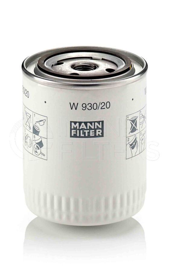 Mann W 930/20. Lube Filter Product – Brand Specific Mann – Spin On Product Spin on lube filter Filter Removal Tool FMH-LS9 Removal Tool Kit FMH-LSK01-9