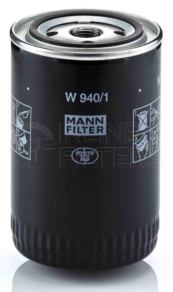 Mann W 940/1. FILTER-Hydraulic(Brand Specific) Product – Brand Specific Mann – Spin On Product Spin on lube filter Filter Removal Tool FMH-LS9 Removal Tool Kit FMH-LSK01-9